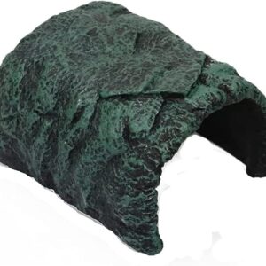 Reptile Rock Hideout Cave, Aquarium Habitat Décor for Tortoise, Reptiles, Small Lizards, Turtles, Bearded Dragon Tortoise (Cuboid shape)