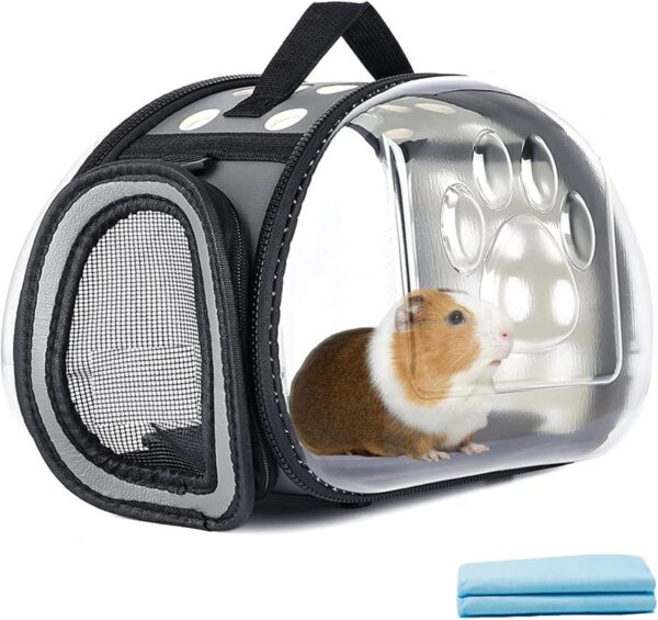 Small Pet Carrier Guinea Pig Cage Plastics PE Transparent Portable Breathable Travel Outgoing Cage for Hamster Hedgehog Squirrel Rats Sugar Glider Rat Ferret