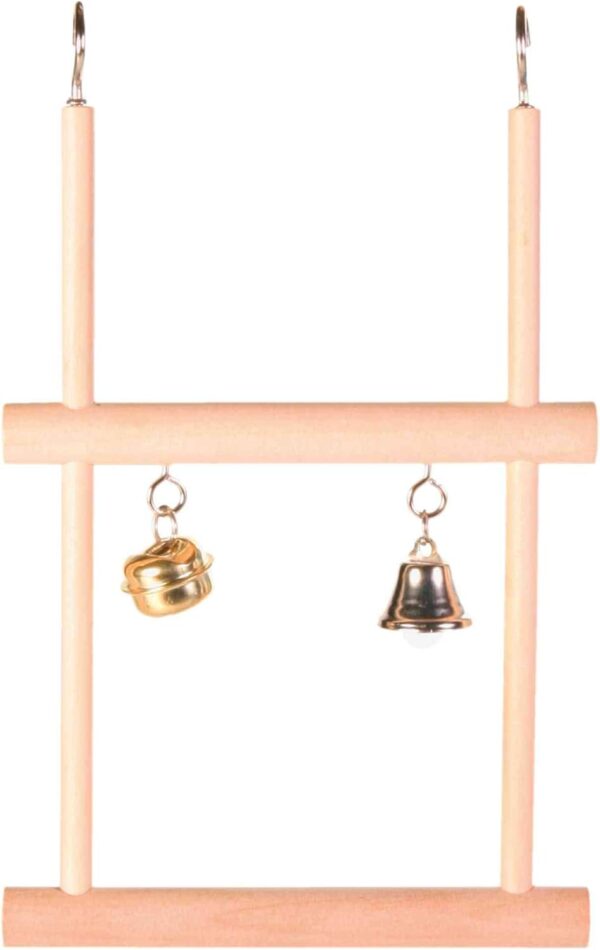 Trixie Wood Swinging Trapeze with Two Bells, Brown, 0.1KG, 12 x 20 cm