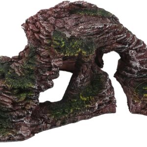 UTALIND 1 Pcs Reptile Ledge Hide Cave Hideout for Reptiles, Basking Rock Decorative Resin for Turtle Frog Snake, Large Step Ledge