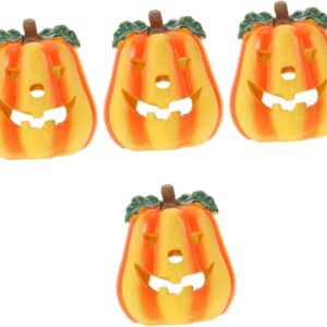 Yardwe 4pcs Pumpkin Hideout House Snake Cave Pumpkin Aquarium Ornament Spider Hide Pumpkin Fish Hideout Pumpkin Reptile Hideout Lizards Habitat Aquarium Pumpkin Ornament Turtle Cave Resin