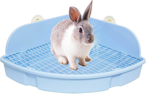 kathson Large Rabbit Litter Box Bunny Corner Toilet Box Potty Trainer Bigger Pet Pan Small Animal Cage Toilet Bedding Box Fanshaped for Adult Guinea Pigs Chinchilla Ferret Galesaur